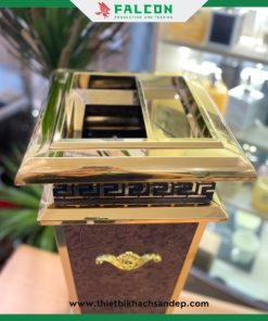 thùng rác sảnh bọc da chất lượng