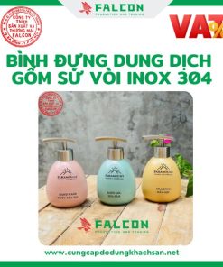 Bình đựng dung dịch gốm sứ vòi inox 304