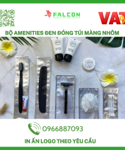 bộ amenities đen đóng túi nhôm