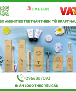 Bộ amenities tre thân thiện túi kraft nâu