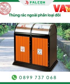 thùng rác ngoài trời phân đôi giá rẻ