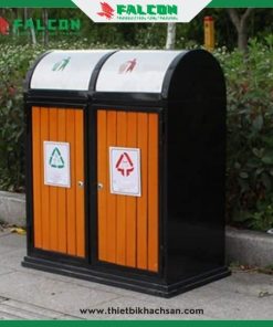 thùng rác ngoài trời phân loại đôi