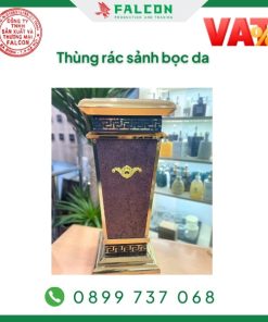 thùng rác sảnh bọc da